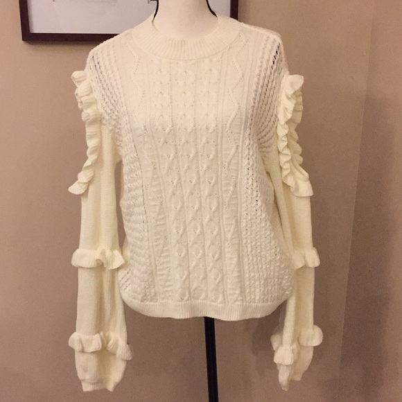 Express Sweaters - NWT Express cut out ruffled sleeve sweater, M
